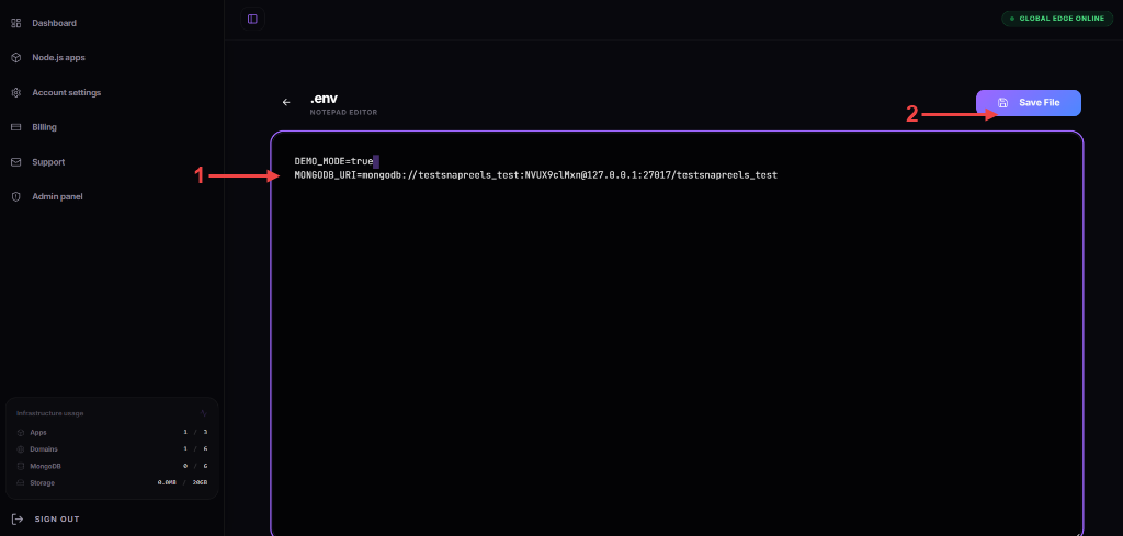 Configure .env and Save