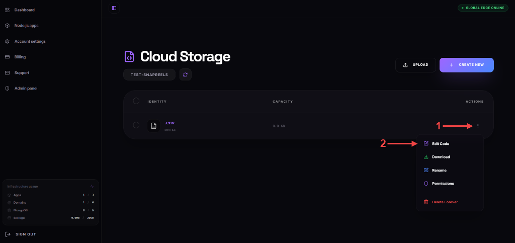 Edit Code Option