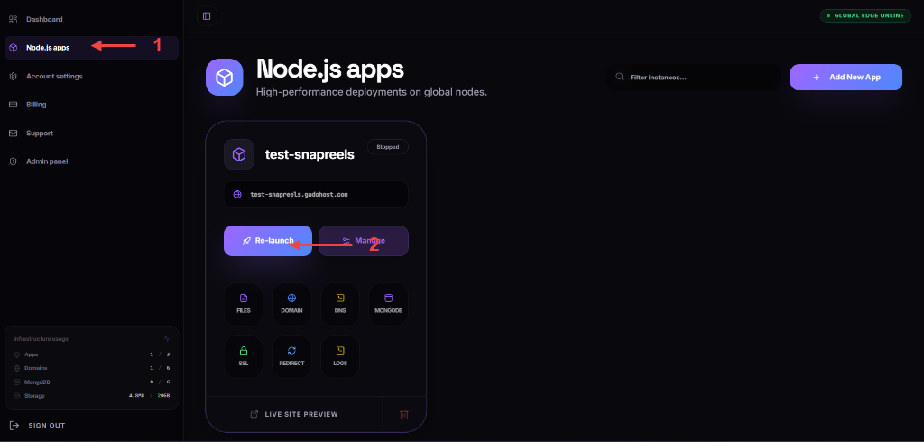 Re-launch Application