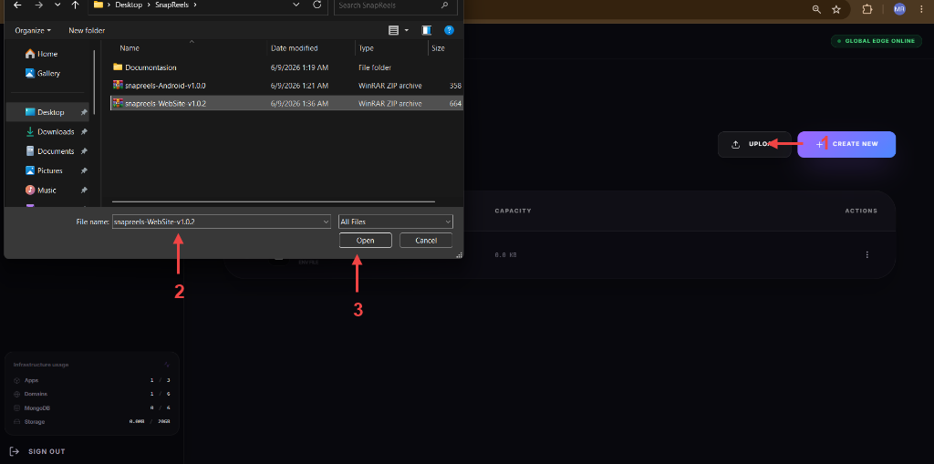Upload Website Zip File